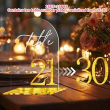 1 Set Of Acrylic Table Seating Cards/Wedding Table Numbers With Stands, Featuring Elegant Gold-Colored Numbers Measuring 10*15 Cm. Crafted From Durable, Thickened Acrylic Material, Ideal For Wedding Banquets, Birthdays, Anniversary Celebrations, And Centerpiece Decorations - Multicolor - View 14
