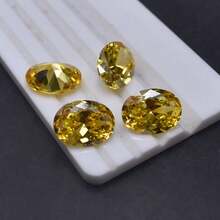 1 pieza Bisel ovalado de piedra preciosa para joyería DIY, cabujón de circonita dorada - Amarillo Oro - Ver 5