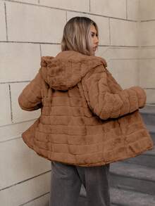 Risissida Women's Faux Fur Coat With Hood And Pockets-The Perfect Choice For Fall And Winter