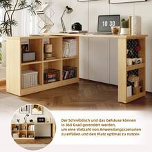 140 x 104 x 75cm Multifunktionaler Bürotisch, Sechsfach-Lagerschrank + Ablage, breite und dicke Schreibtischplatte, Lochplatte + Ablage, super belastbar, veränderbare Form