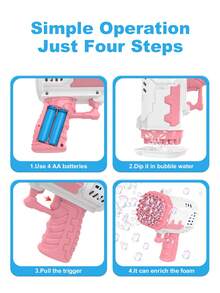 Kids Handheld Gatling Bubble Gun Toy Gift, Outdoor Party Bubble Blower Electric One-Button Bubble Maker Prop, Holiday Gift (No Battery, No Bubble Liquid)