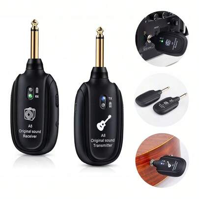 Sistema de captação sem fio para guitarra A8, transmissor e receptor de áudio UHF sem fio para guitarra, instrumento musical elétrico, preto, 20Hz-20kHz para guitarra elétrica, baixo, violino, acessórios para instrumentos musicais