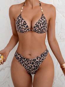 Ladies' Leopard Print Classic Print Sexy Lace Up Bikini Hot Girl Set - Màu sắc - Xem 1