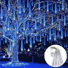 8-Tube LED Meteor Shower Christmas Tree Hanging Light, Battery Powered, Suitable For Christmas, Halloween, Wedding, Square, Street, Yard, Garden, Holiday Party Decoration Lighting - AA Battery Meteor Shower - View 13