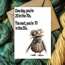 1pc Funny 70th Birthday Greeting Card With Envelope, Cartoon Bird Personalized English Card - Humorous Aging Theme Card, Suitable For Grandparents, Dad, Brother - Sets - View 1