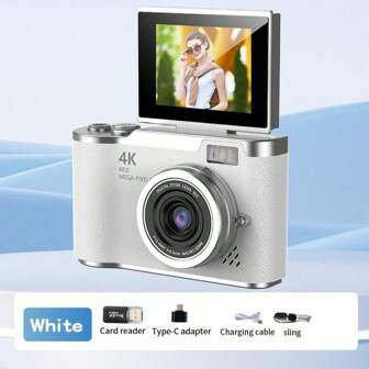 18倍光学变焦紧凑型数码相机，配备4800万像素自动对焦、4K视频拍摄、人脸检测、2.4英寸翻转屏和可充电电池