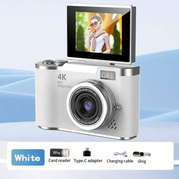 Auto Focus 48MP 4K Face Detection 2.4-Inch Flip Over Display Screen 16X Zoom Rechargeable Battery Pocket Cinema Digital Compact Video Cameras