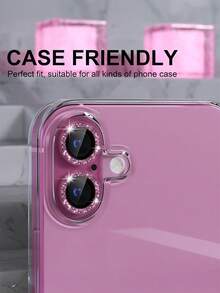 ZYONS 3 buah Pelindung Lensa Kamera Warna Pink, Kompatibel dengan iPhone 17 Pro Max/17 Pro/17 Air/17/16 Pro Max/16 Plus/16E/15 Pro Max/14/13/12/11, Pelindung Layar Kamera Kaca Tempered 9H dengan Dekorasi Cincin Logam (Pink) - Berwarna merah muda - View 3