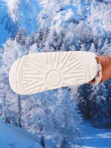 1 双青少年 EVA 热衬里蝴蝶结设计防滑厚底休闲平底鞋，适合秋冬季 - 白色 - 查看 10