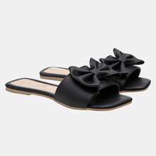 Sandália Feminina Bico Fino Laço Confortável Casual para Festa e Praia - Preto - Visão 6