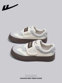 1 双 WARRIOR 女式厚底系带软底休闲鞋，夏季低帮户外平底鞋，圆头低跟防滑纯色优雅软底徒步鞋适合学生毕业照，女式低帮皮革运动鞋 - 米/灰/棕 - 查看 7