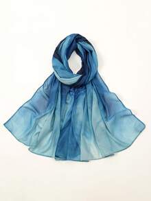 1pc Women's Bohemian Watercolor Print Headscarf, Muslim Sun Protection Headwrap, Elegant Versatile Scarf Shawl Suitable For Daily Wear