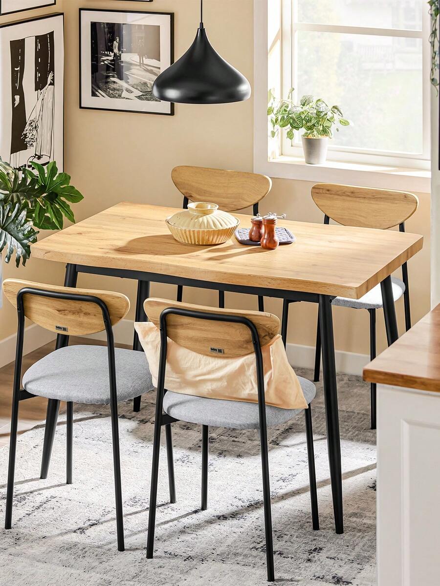 SoBuy Dining Set 5-Piece Bar Table With 4 Chairs, Comfortable Chairs With Foam Cover, Small Dining Table For Dining Room, Kitchen & Living Room, Ideal For Compact Spaces OGT52-N - Khaki - View 1