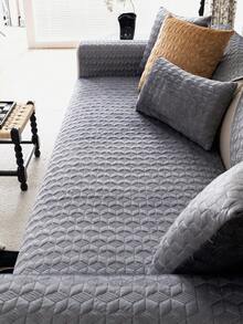 Coussin de canapé matelassé géométrique en velours, style minimaliste, dos antidérapant, adapté aux animaux, doux, multifonctionnel, anti-salissure et anti-poussière, décoration de vacances, convient pour dossier, accoudoir, toutes saisons - Gris - Voir 7
