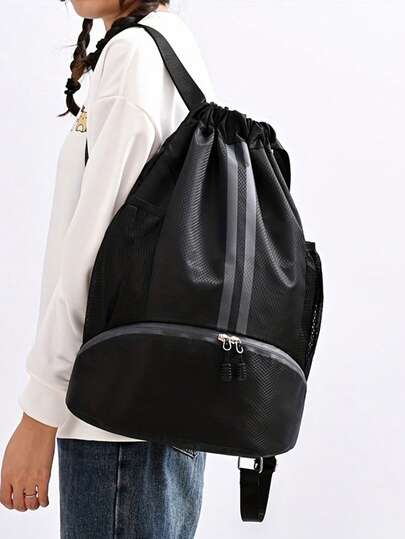 SEYATULLH Bolsa de almacenamiento para zapatos deportivos, organizador de bolsa de natación y fitness con compartimento para zapatos, mochila de almacenamiento para traje de baño de campamento y senderismo al aire libre, minimalista y portátil