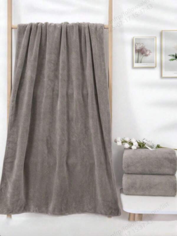 1pc Coral Fleece Solid Color Soft Absorbent Non-Shedding Thick Couple Towel, Quick Dry For Home Use, Hair Drying, Face Washing, Bathing, Size Options: 34*75cm Hand Towel Or 70*140cm Bath Towel Or 40*80cm Large Hand Towel Or 90*170cm Large Bath Towel