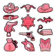 12pcs Pink Cowgirl Series Sandal Charms, Cute Shoe Decorations, High-Quality DIY Jewelry Accessories, Great Gift For Teenagers, Men, Women And Adults - Multicolor - View 1