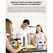 Abridor de Garrafa de Vinho Elétrico, Adequado para Festas e Amantes de Vinho - Presente de Acessório de Cozinha, Fácil de Abrir Garrafas e Armazenamento Conveniente, Operado a Bateria (Baterias Não Inclusas). Disponível em Conjuntos e Unidades Individuais, Conjuntos Incluem Abridor, Cortador de Papel de Lata e Base de Armazenamento.