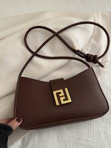 New Luxury Solid Color Versatile Women Shoulder Bag - Coffee - View 7