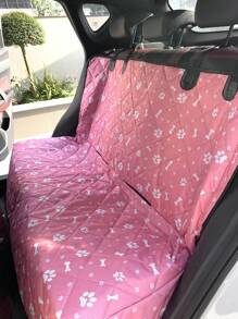 1 pieza Cubierta negra de asiento de coche impermeable para mascotas de tela Oxford 600D, duradera y resistente a la suciedad para el asiento trasero del coche mientras la mascota está afuera