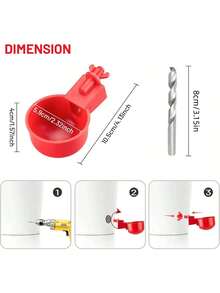 12件套家禽饮水碗，家禽自动饮水器套装，优质PP材质饮水器 - 自停式，耐用，易于安装，浮动式重力喂食器饮水杯碗，带打孔器，适用于鸡、鸭、鸟和火鸡。无需电动自动补水装置。 - 彩色 - 查看 4
