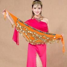 Women's Wavy Belly Dance Waist Belt & Hip Scarf, Women's Sweet Belly Dance Coin Hip Wrap Skirt - Multicolor - View 17