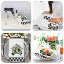 2 Stücke Auto- und Blumenmuster Küchentücher, hochabsorbierend, ideal zum Kochen, Backen, für Küche und Badezimmer