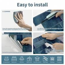 3D Mosaic Self-Adhesive Wall Sticker, Crystal Drip Decorative Stickers, Waterproof, Mildew Resistant, Easy To Clean, Heat Insulation, Suitable For Kitchen, Bathroom, Living Room, Dining Room, Etc., Ready To Tear And Stick, 12X8.7 Inches - Royal Blue - View 9