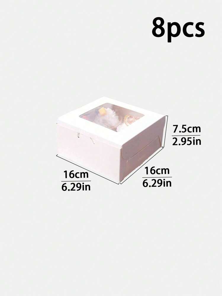 4 件/8 件 2/4/6/8/12 号纸杯蛋糕盒，带透明窗口，松饼杯，糕点，甜点，下午茶，慕斯蛋糕，烘焙包装 - 彩色 - 查看 20