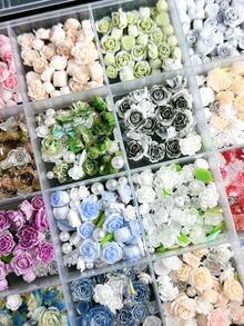 1Box Mixed  Sweet Pearl Leaf Flower Nail CharmS French Retro Rose DIY Stud Hair Clip Nail Art Decorations  Accessories DIY Crafts - 彩色 - 查看 4