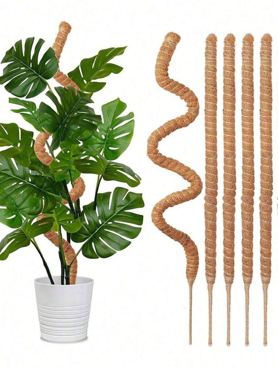 可弯曲苔藓杆、DIY 可弯曲植物支撑杆、自由形状攀爬藤蔓柱、柔性植物支撑杆、可弯曲椰子棕榈杆植物攀爬藤蔓柱柔性固定椰子棕榈棒植物攀爬架、花卉和盆栽植物支撑、攀爬植物支撑、室内植物、园艺工具