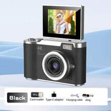 18X Optical Zoom Digital Camera, 2.4" High-Definition Rotating Screen, Video Creative Compact Digital Camera, Student Use, CCD Camera, Free DIY Crystal Sticker - LK-007 Black + Crystal Sticker - View 4