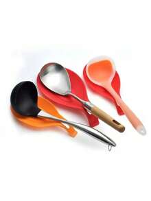 1Pc Spoon Holder Easy-To-Clean Insulated Spoon Rest,Kitchen,Kitchenware Pads, Silicone Spoon Pads, Heat-Insulating Spoon Pads, Flavor Dish Pads, Spoon Trays - Black - View 5