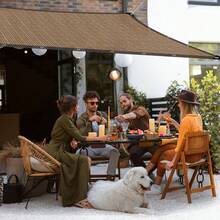 1 件棕色花园遮阳布，85% 网眼防水布带索环遮阳布，采用高密度聚乙烯 (HDPE) 透气材料和隐私保护，凉亭替换遮阳罩天篷隐私屏幕，用于带索环的遮阳布