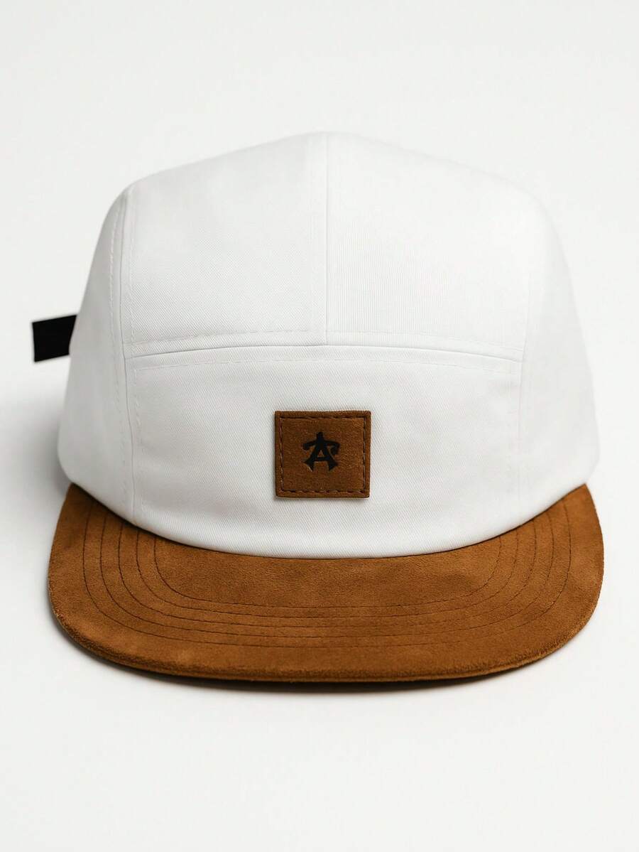 ANTH CO Original Five 5 Panel Cap - White Suede: Anth Co Straight Brim Adjustable Ribbon Lightweight Maximum Comfort Super Quality - Blanco - Ver 1