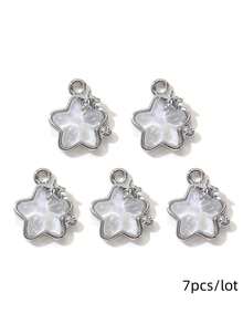 7/14 件随机 Y2K 风格白色吊饰类型包括心形和蝴蝶结吊坠、DIY 项链、手链和耳环配件材料 - 白色 - 查看 24