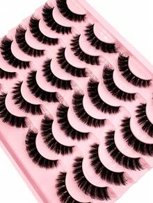 LYBCG 28pairs Cat Eye Eyelashes 3D Natural False Lashes D Curl Fluffy Soft Cross Manga Lashes Wispy Natural Eyelash Halloween Extension Makeup For Cosplay Manga Cat False Lashes - 黑色 - 查看 5