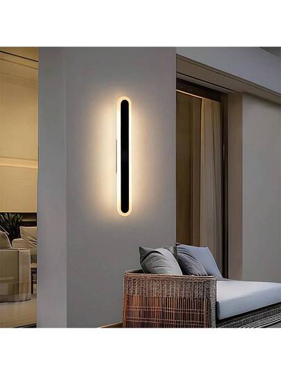 Moderne LED Wand Light, Black, 40/60cm, USB Charging Touch Sensing Aluminum Acrylic Material, Wit Exterior Mounted Linear Gardens, Porches, Balconies Stairwells view 2