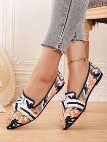 Nowe, modne, siatkowe buty damskie, dzianinowe, płaskie, eleganckie, wsuwane, z noskiem w szpic, z miękką podeszwą, antypoślizgowe, z kokardką i krzyżującymi się paskami, z kwiatowym wzorem