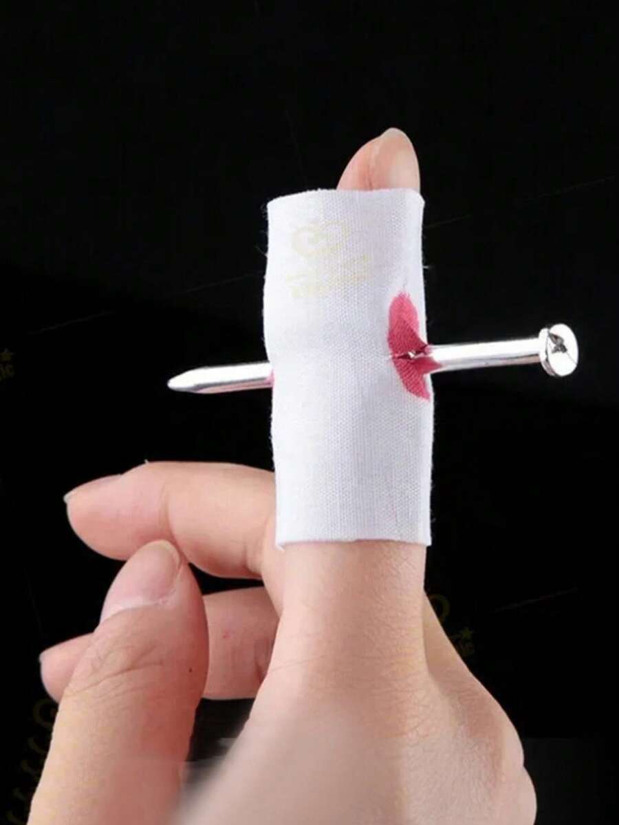 Fake Nail Through Finger Prank Toy, New Magical Trick Toy For Friends, Halloween Scary Joke Gag Toy - White - View 1