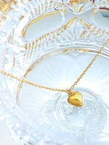 MONALLY 1 mặt dây chuyền thép không gỉ hình trái tim thiết kế sang trọng dành tặng cho phụ nữ, trang sức mạ vàng 18K không gây dị ứng để đeo hàng ngày - Vàng - Xem 5