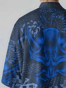 Oversized Street Fashion Casual Shirt, Japanese Kimono Style Printed Cardigan, Lightweight Breathable Summer Jacket, Unisex Couple Outerwear