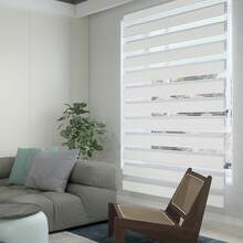 LILIIN Double Roller Blind Klemmfix Without Drilling, W120 X H220 Cm, Black/Grey/White, Duo Roller Blinds For Windows, Clamp Roller Blind Window Blind Translucent & Blackout For Office Living Room Kitchen Bathroom - White - View 8