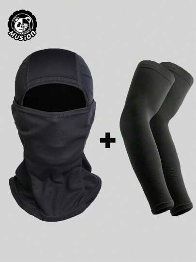 Balaclava Mask + Ice Sleeves, Men's Women's Soccer Ski Mask, Lightweight Sheath, Hat, UV Protector For Riding