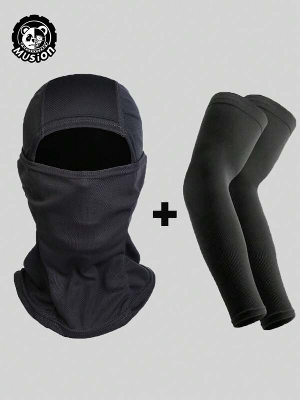 Balaclava Mask + Ice Sleeves, Men's Women's Soccer Ski Mask, Lightweight Sheath, Hat, UV Protector For Riding