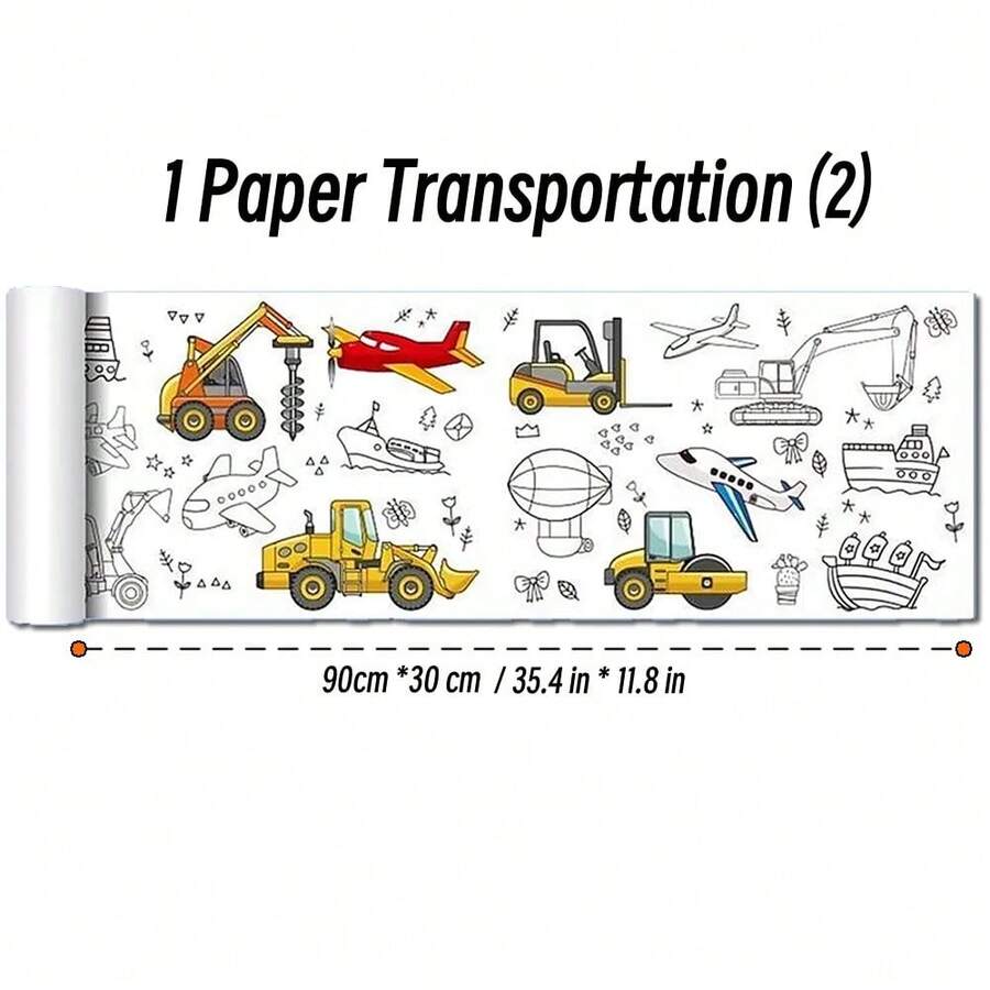 Rollo de dibujo de lienzo de animales de 90cm para niños, rollo de papel para colorear, relleno de Color, Graffiti, pintura cortada en papel, escuela educativa - 1 Tráfico de papel 2 - Ver 1