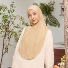 New 1pc Basics Elastic Hijab Round Edge Shawls Arabic Headscarf Plain Soft Long Easy Use Instant Hijab Girl For Festival Daily Life - Multicolor - View 11