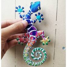 Decorazione da parete a forma di lucertola colorata da 14 cm/5,51 pollici, ornamento da appendere a parete a forma di geco, artigianato per la decorazione della casa, adatto per interni, giardino all'aperto, stile bohémien, decorazione da giardino, cortile, balcone, recinzione, Ognissanti, Natale