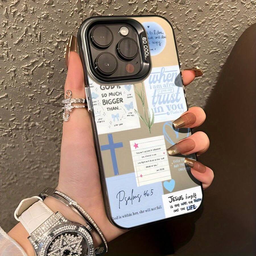 Funda para teléfono Sixteen Pro Max, funda para teléfono Eleven Fifteen Fourteen Thirteen Twelve Pro Max Plus, funda negra y plateada a prueba de golpes, arte de collage de corazón cruzado, decoración estética de otoño, regalo para chica adolescente, artículo de moda - Negro - Ver 1