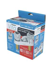 Llave Mezcladora de 4" Cuello Corto Material de Acrilico  Para Lavabo - Plateado - Ver 4